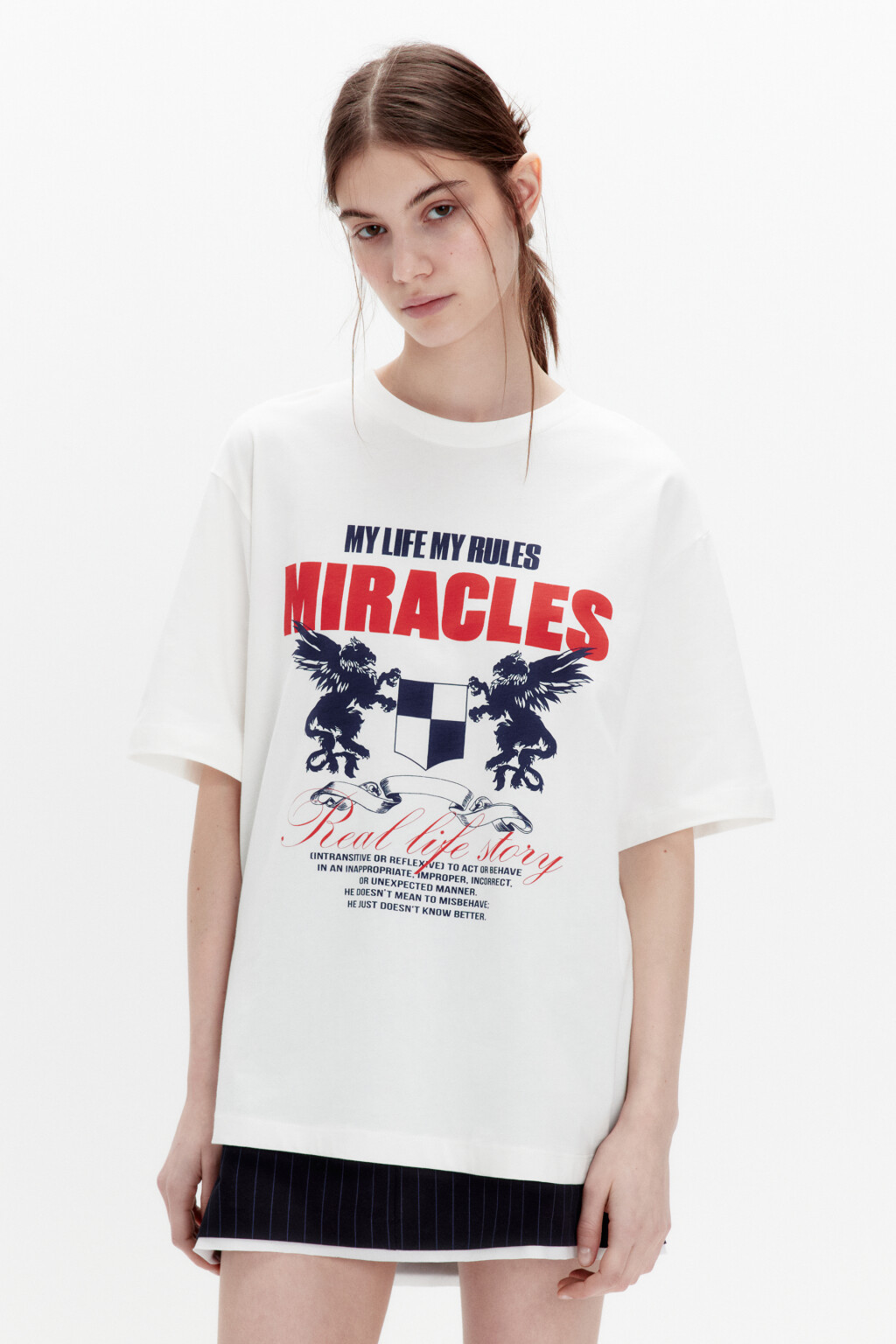 Футболка прямая хлопковая с принтом - цвет белый - 2