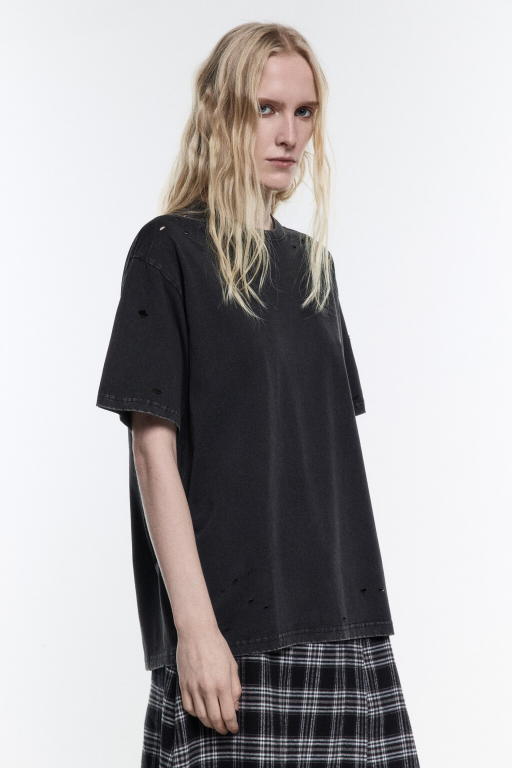 Футболка хлопковая с состаренным эффектом - цвет серый - 3