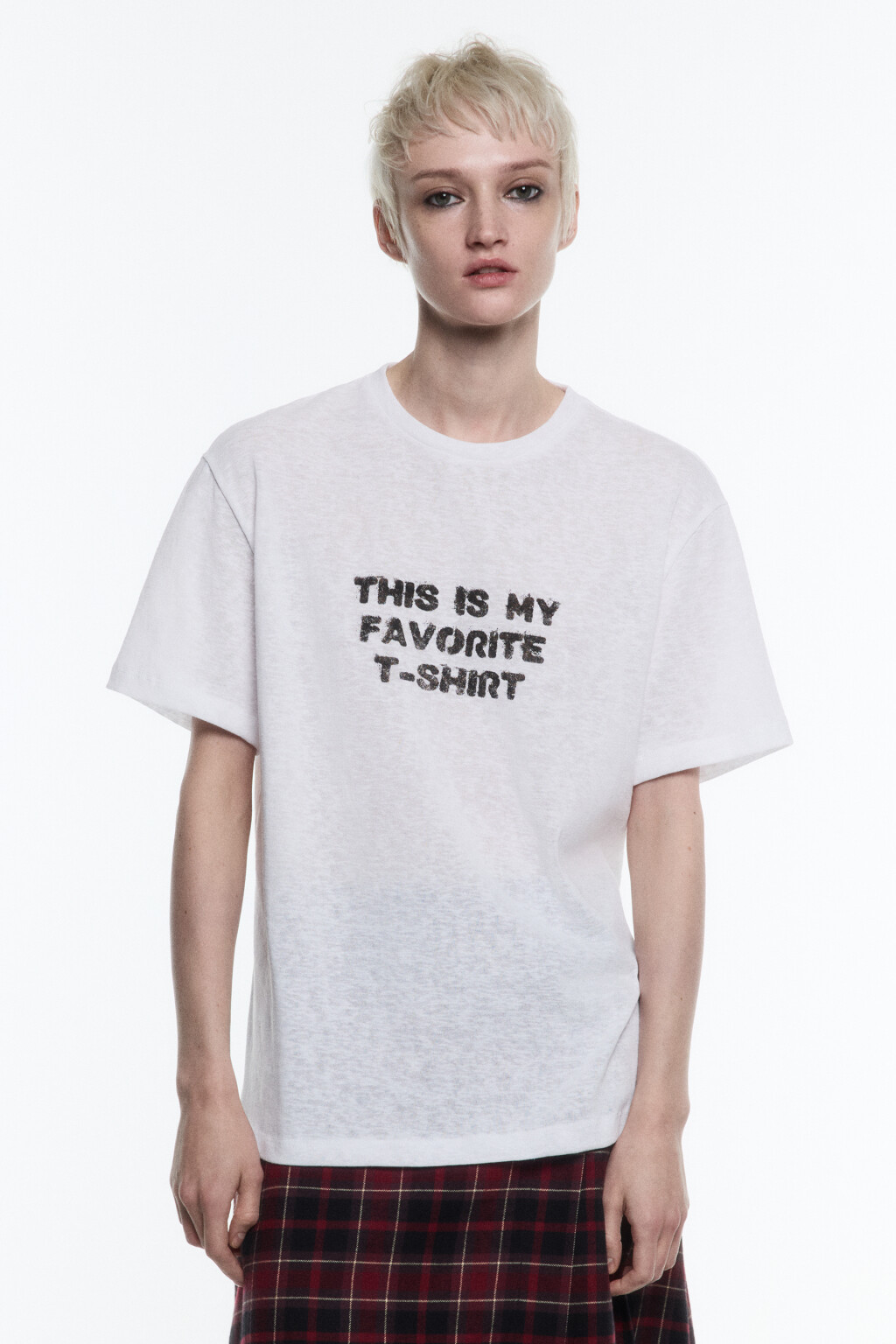 Футболка свободная хлопковая с надписью - цвет белый - 2