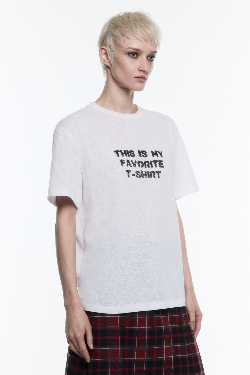 Футболка свободная хлопковая с надписью - цвет белый - 3