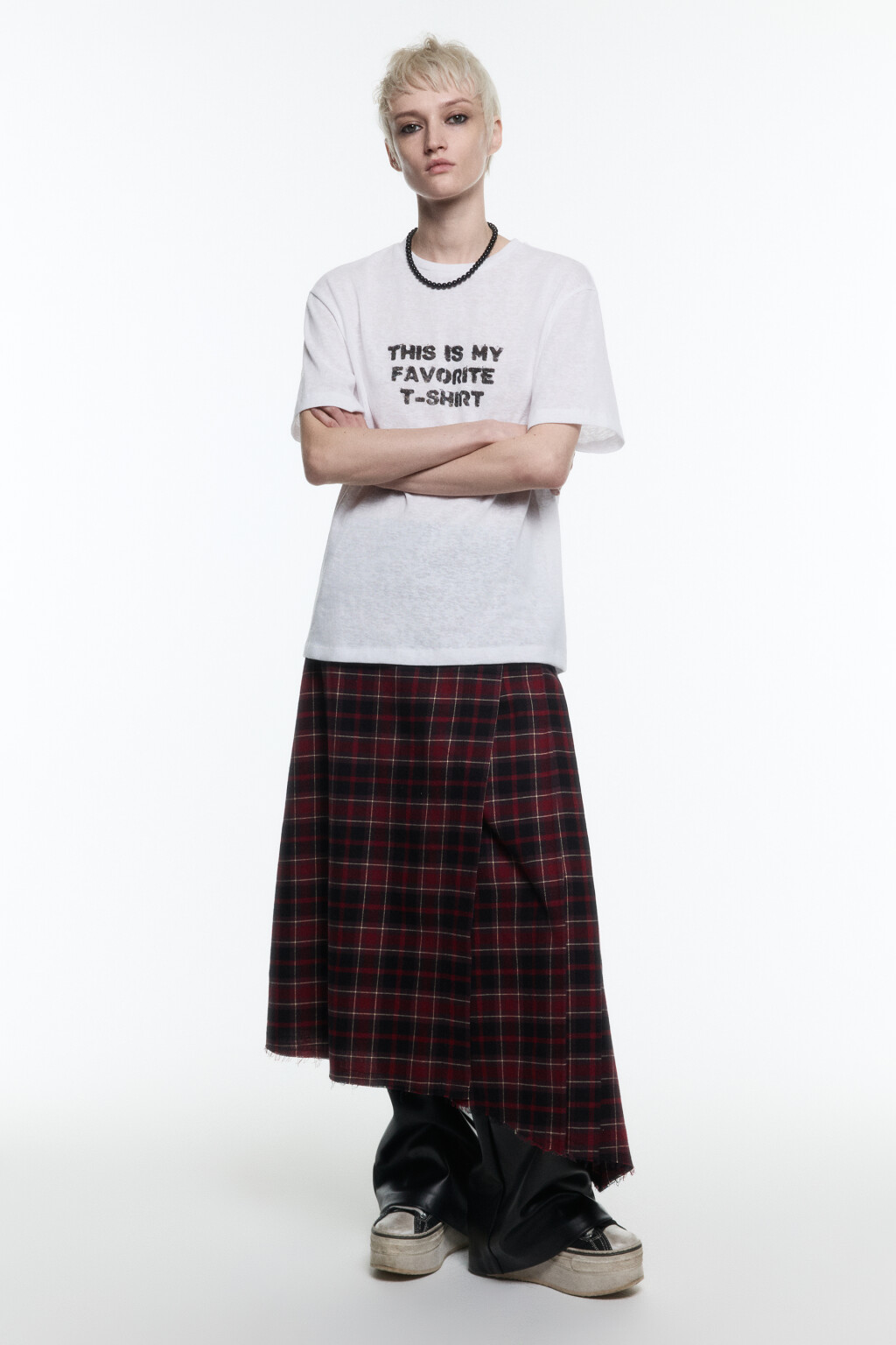 Футболка свободная хлопковая с надписью - цвет белый - 5