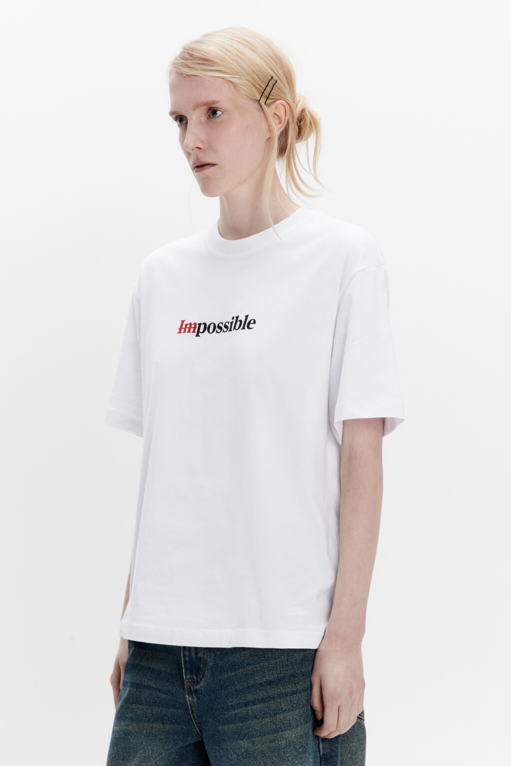 Футболка свободная хлопковая с надписью - цвет белый - 3