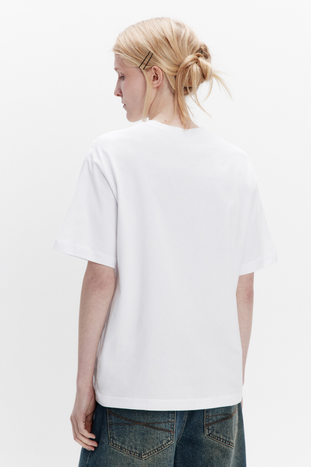 Футболка свободная хлопковая с надписью - цвет белый - 4