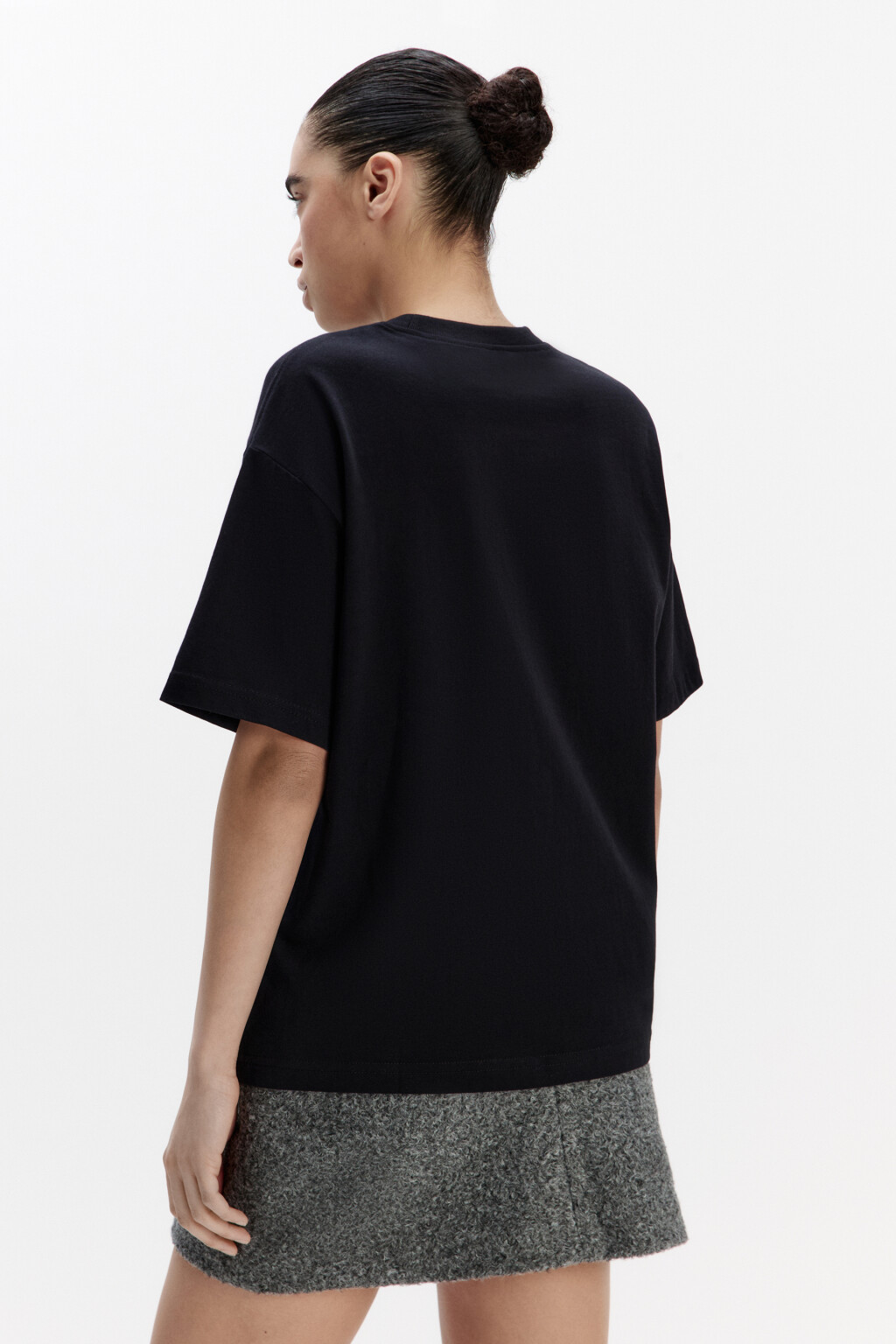 Футболка свободная хлопковая с надписью - цвет черный - 4