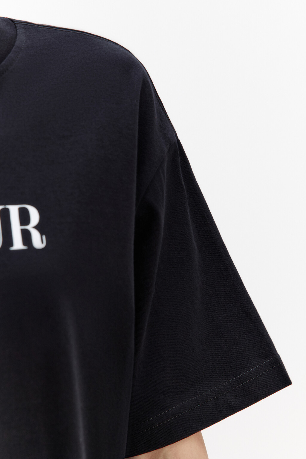 Футболка свободная хлопковая с надписью - цвет черный - 7