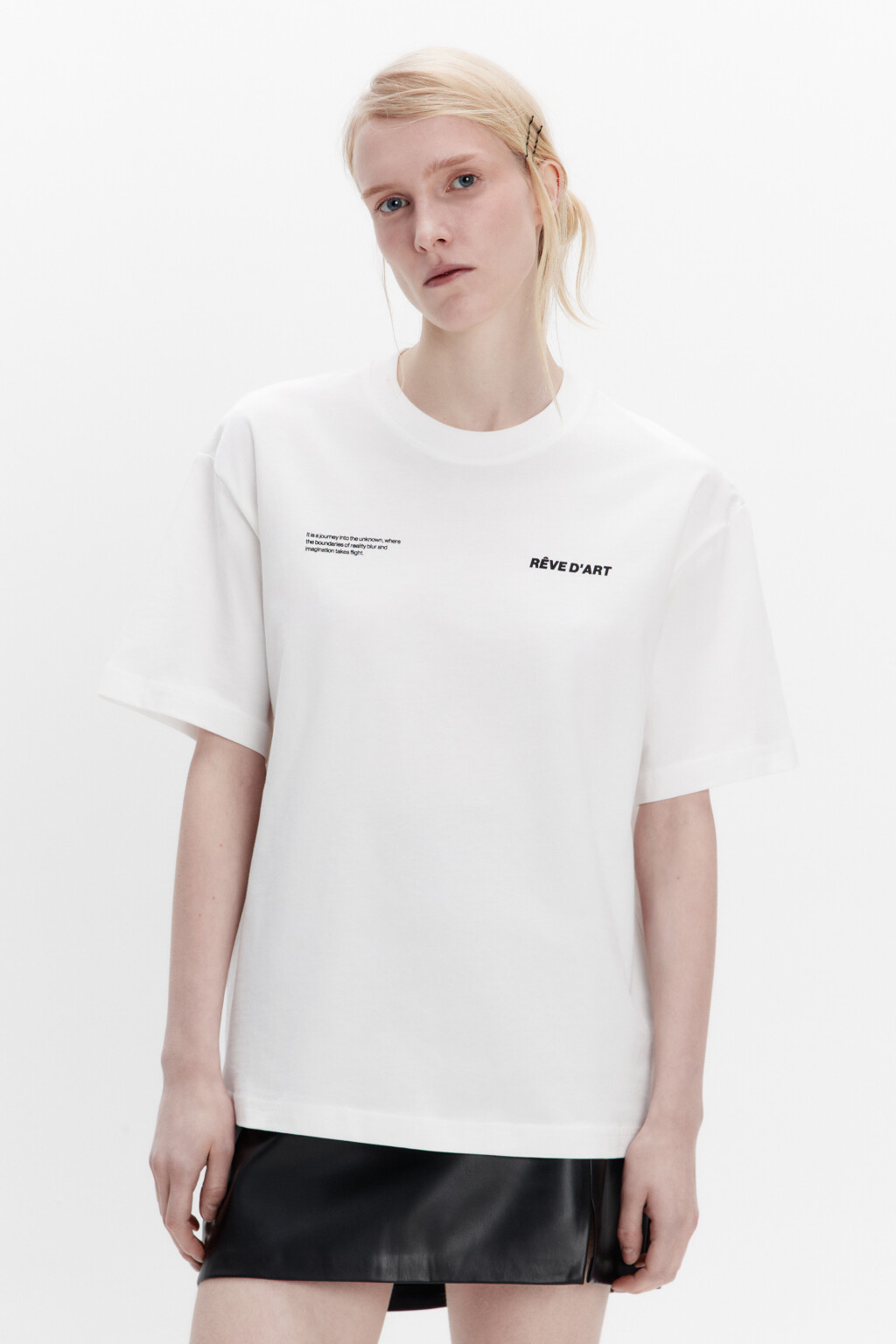 Футболка свободная хлопковая с надписью - цвет белый - 2