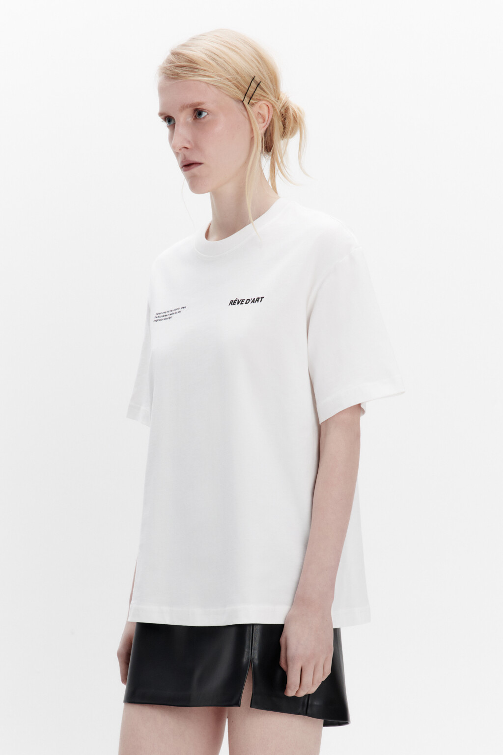 Футболка свободная хлопковая с надписью - цвет белый - 3