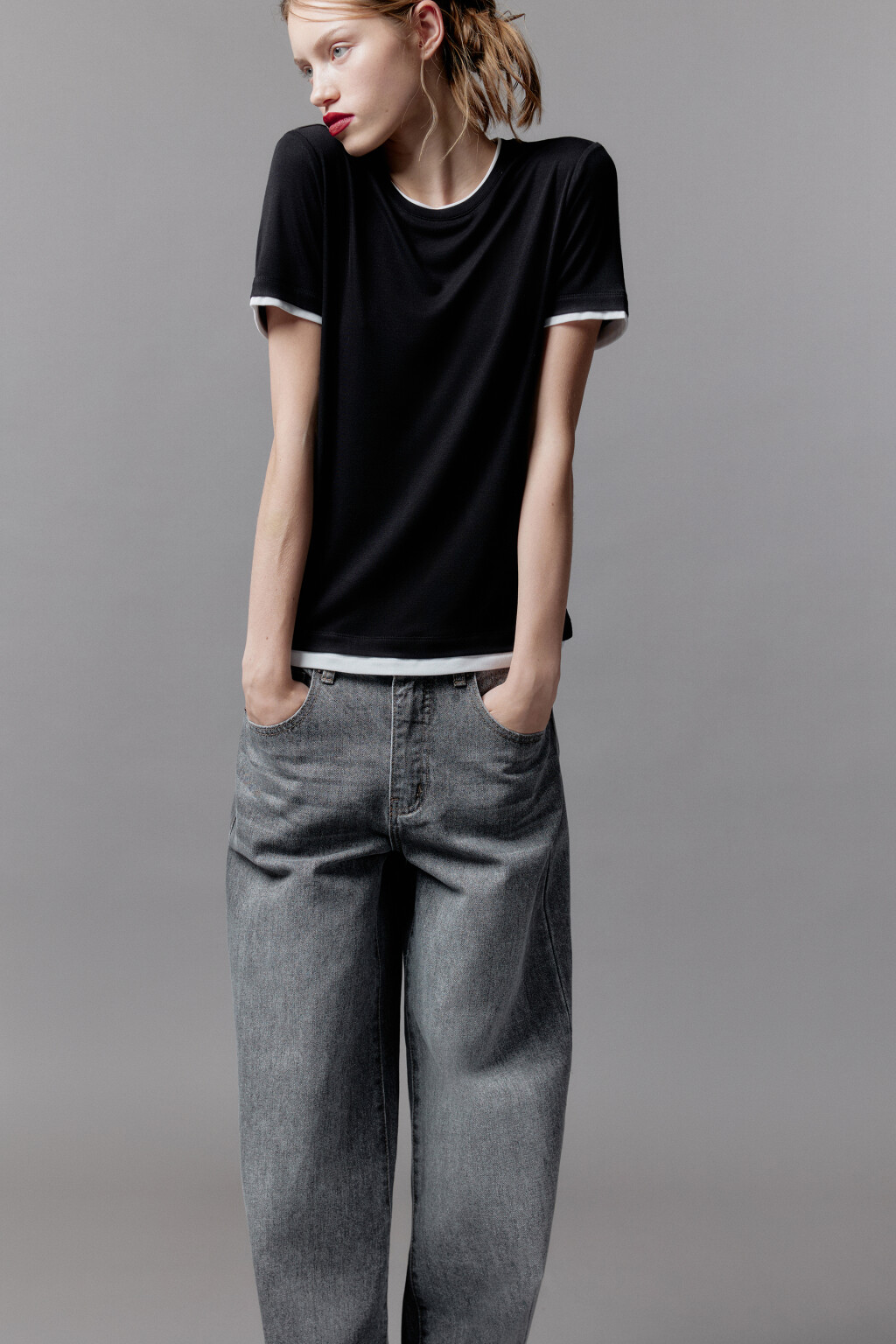 Футболка бамбуковая с имитацией второго слоя - цвет черный - 1