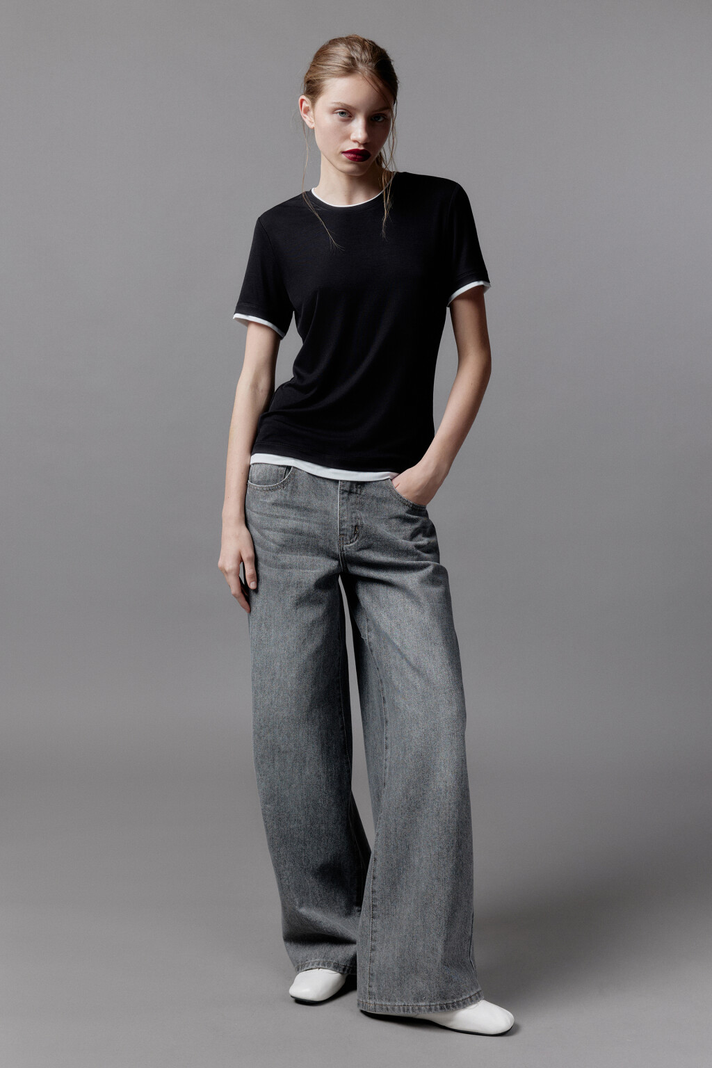 Футболка бамбуковая с имитацией второго слоя - цвет черный - 5