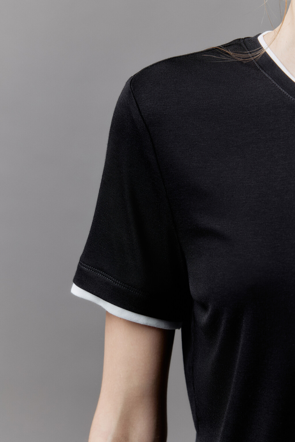 Футболка бамбуковая с имитацией второго слоя - цвет черный - 7