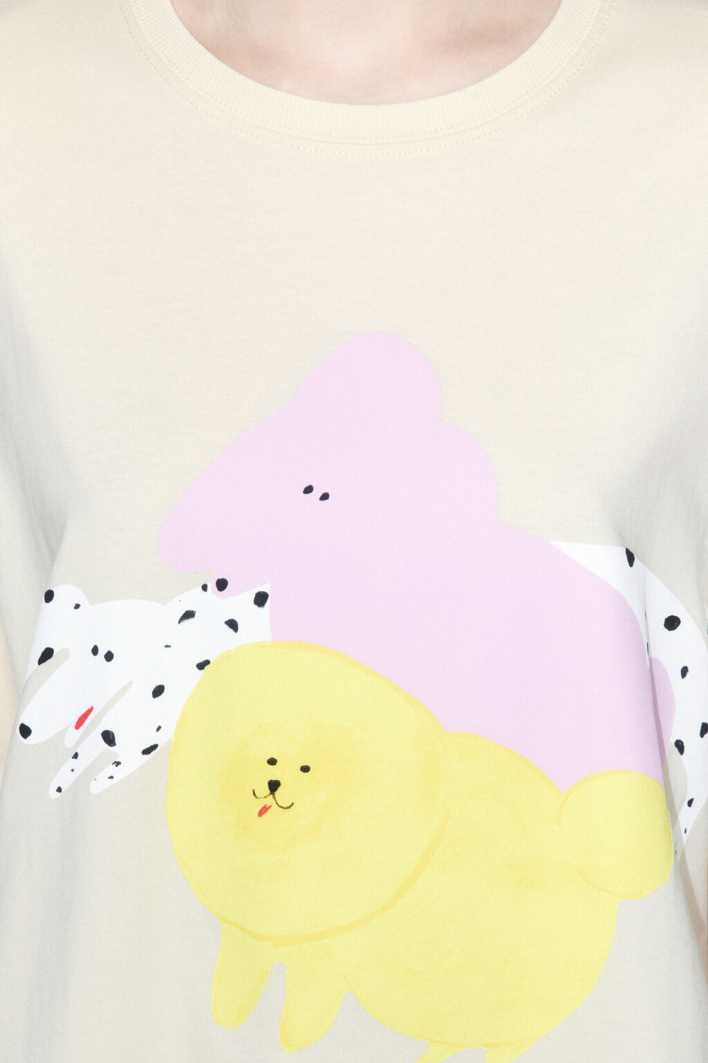 Футболка свободная хлопковая с принтом - цвет бежевый - 5