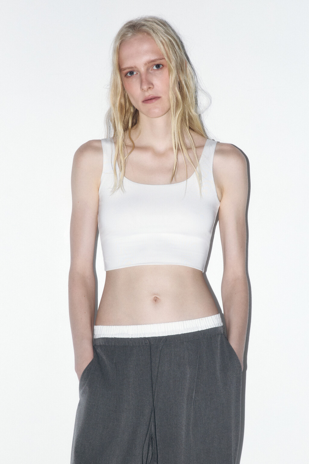 Топ-майка облегающий с вырезом-каре - цвет белый - 3