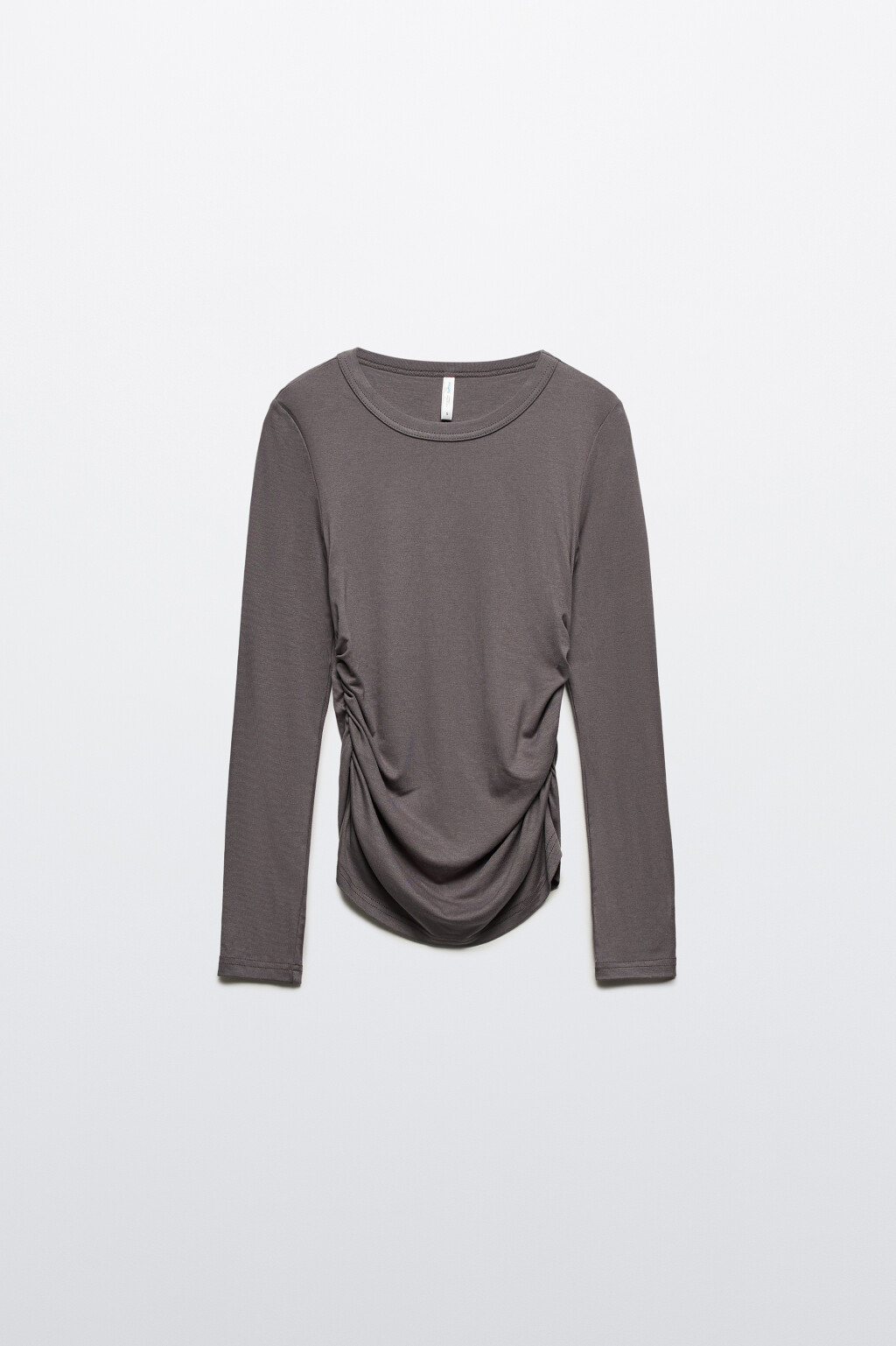 Лонгслив в рубчик вискозный с драпировками - цвет серый - 8