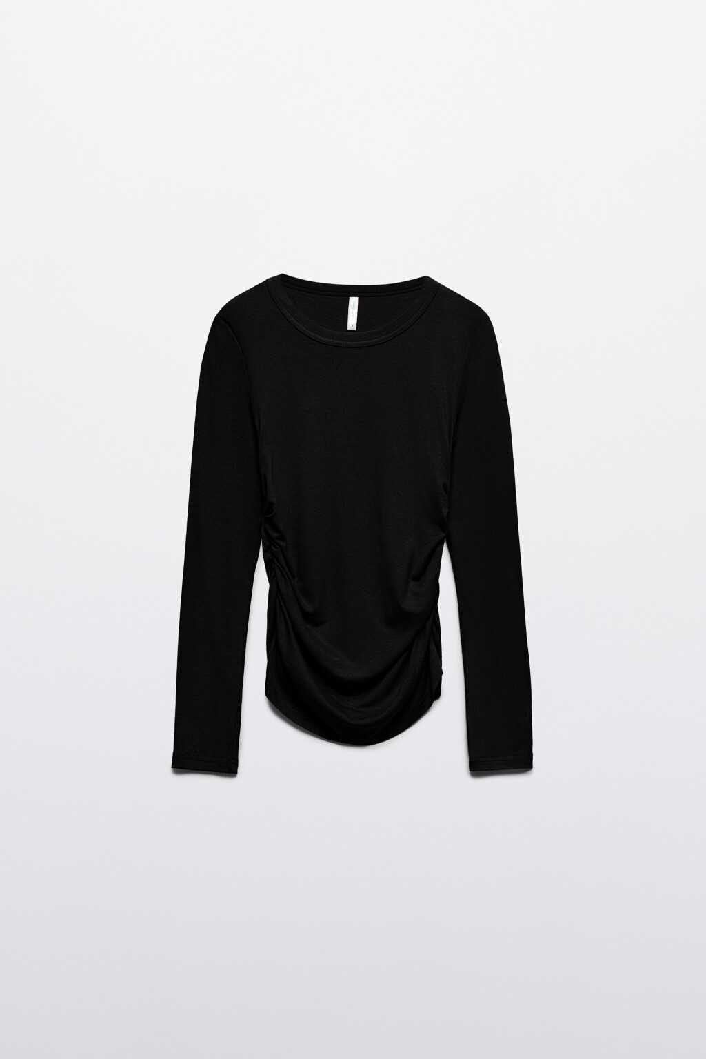Лонгслив в рубчик вискозный с драпировками - цвет черный - 8