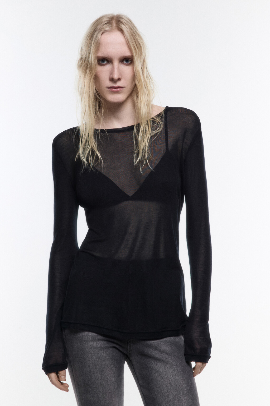 Лонгслив трикотажный из лиоцелла - цвет черный - 3