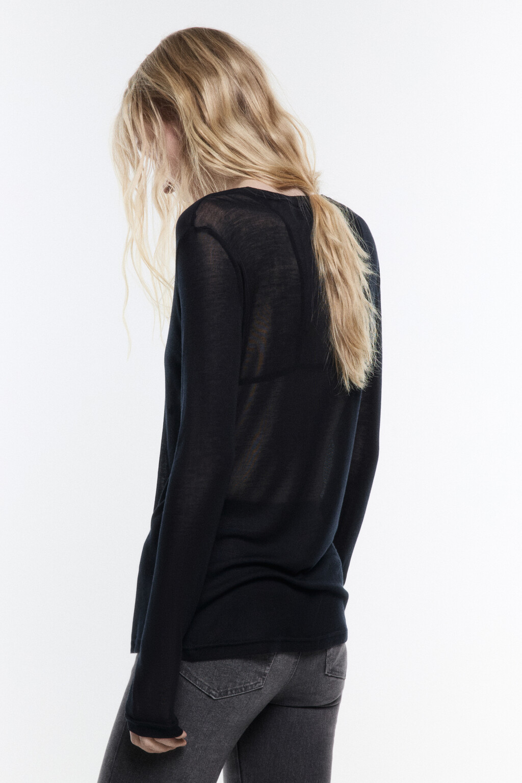 Лонгслив трикотажный из лиоцелла - цвет черный - 5