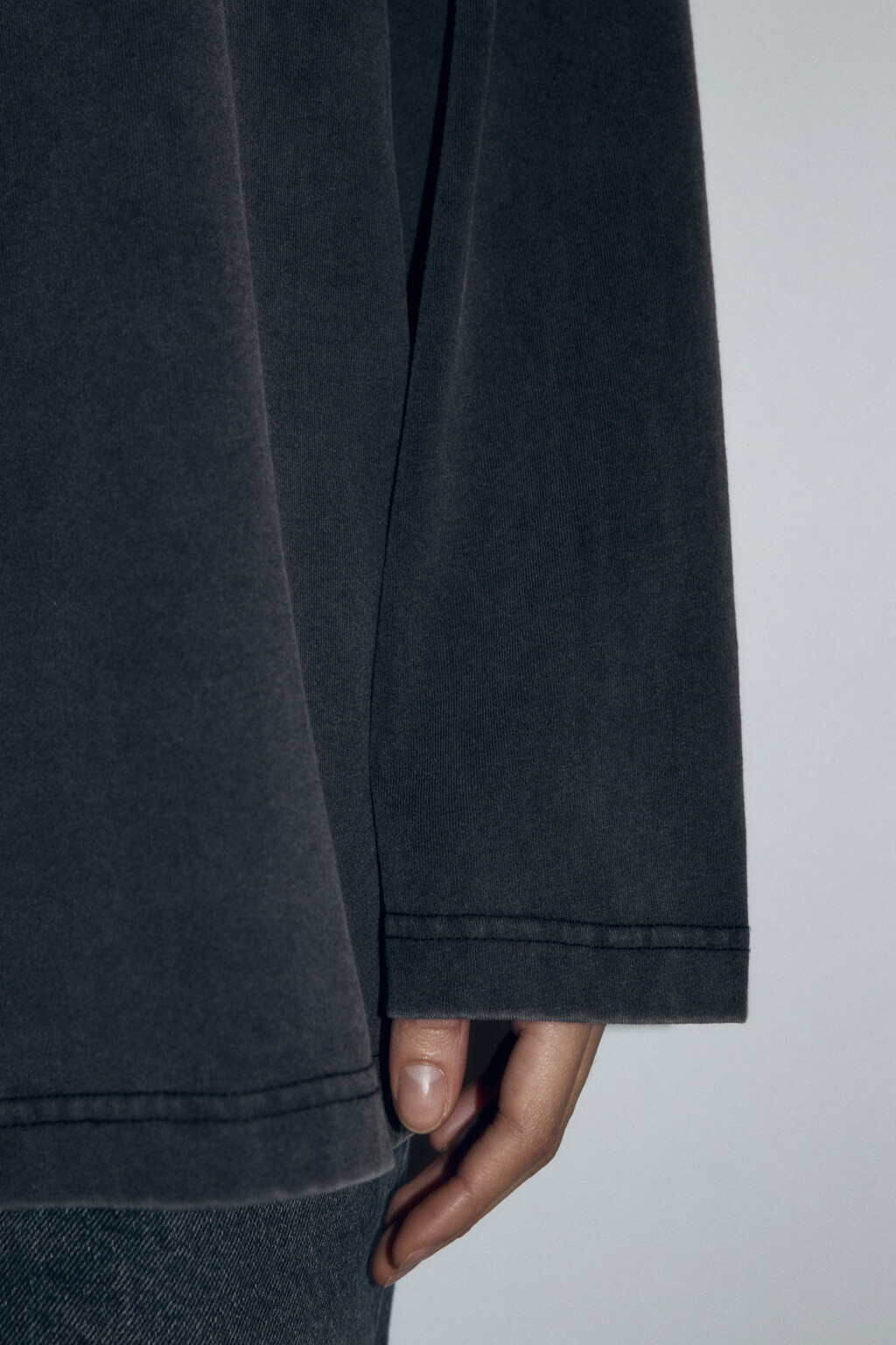 Лонгслив удлиненный с вареным эффектом - цвет серый - 7