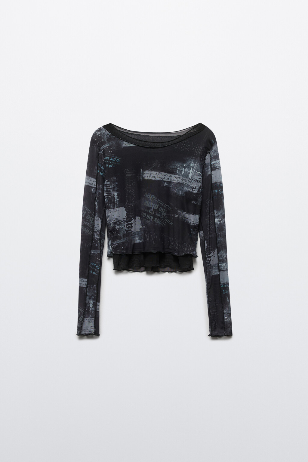 Лонгслив двуслойный из принтованной сетки - цвет мультиколор - 7