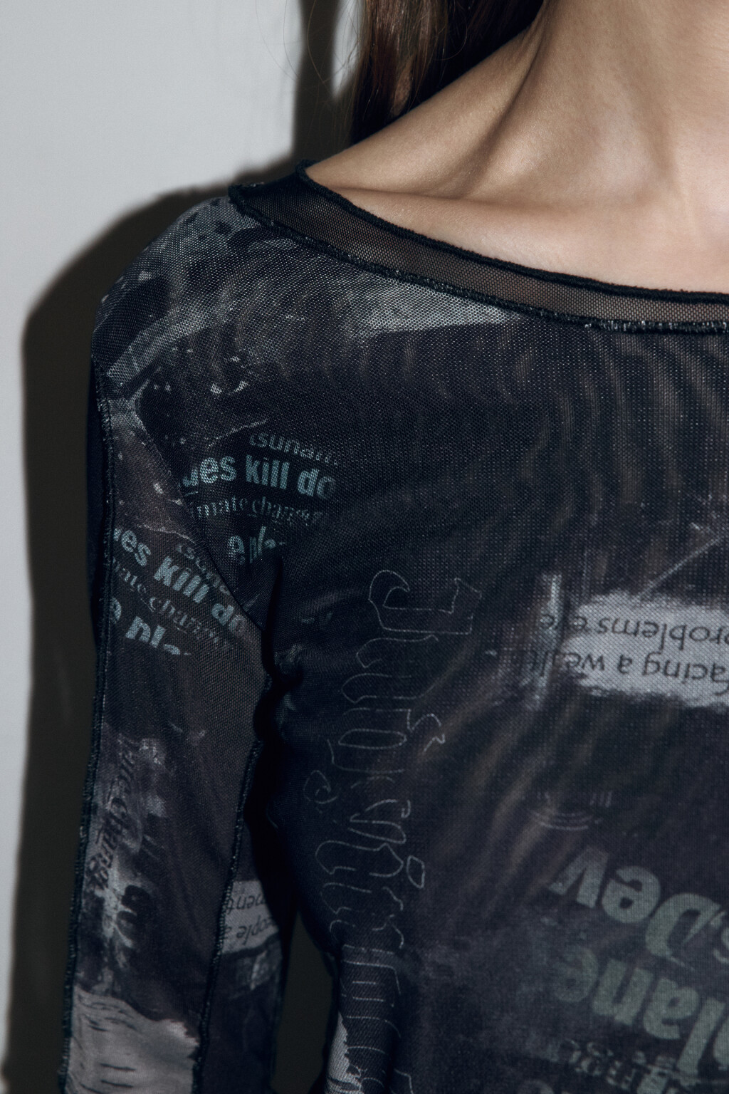 Лонгслив двуслойный из принтованной сетки - цвет мультиколор - 5