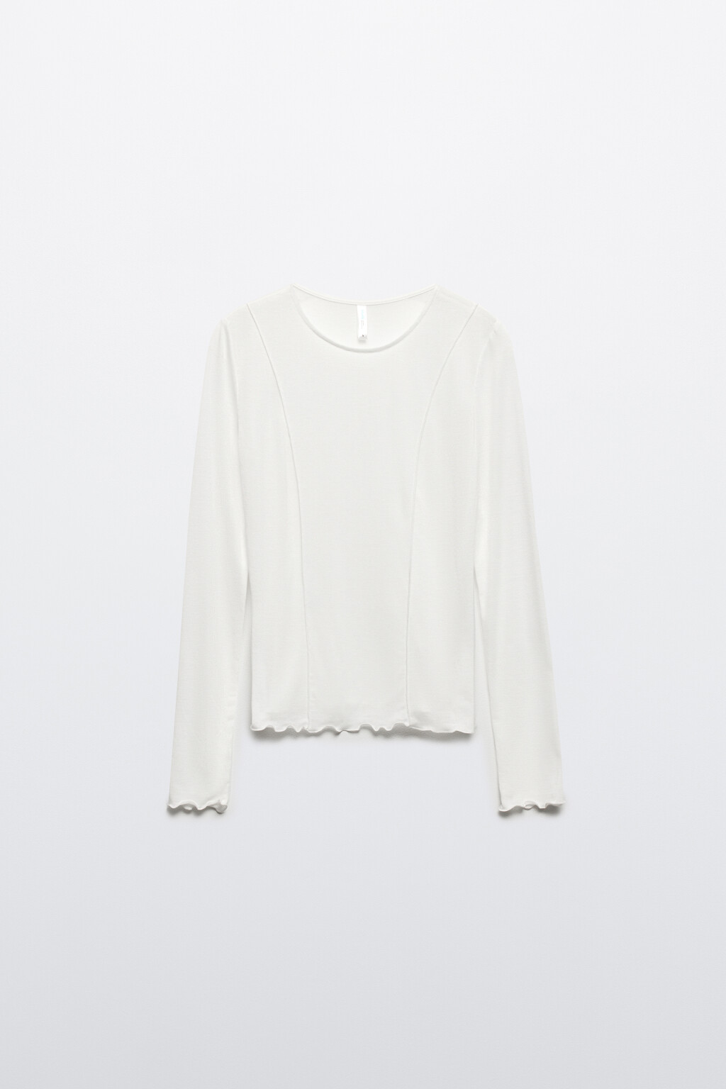 Лонгслив трикотажный с волнистыми краями - цвет белый - 8