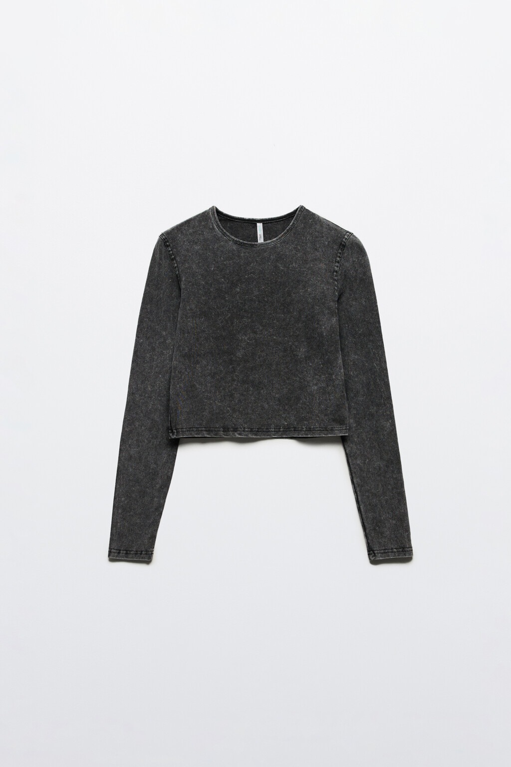 Лонгслив укороченный с вареным эффектом - цвет серый - 8