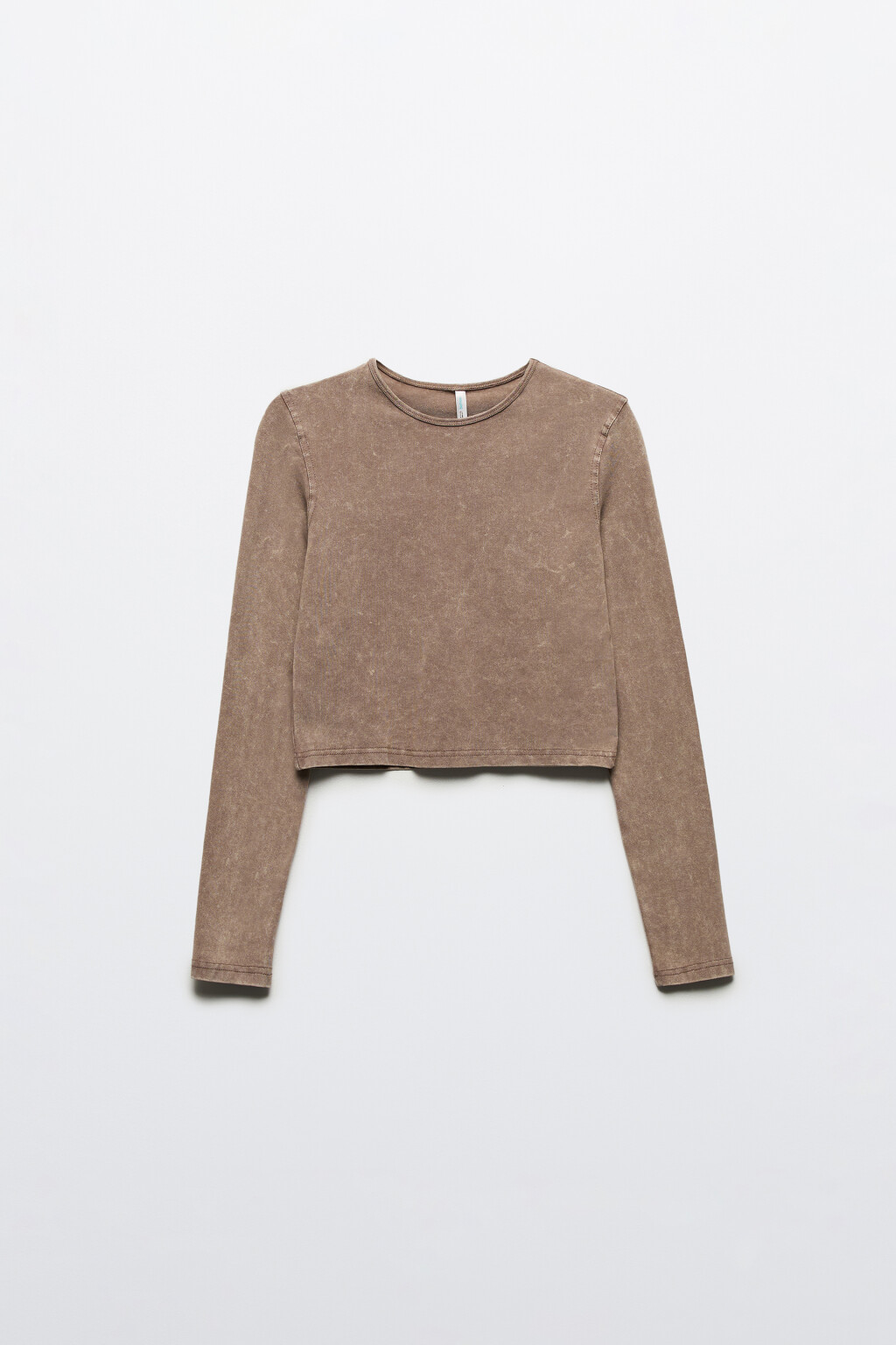 Лонгслив укороченный с вареным эффектом - цвет бежевый - 8