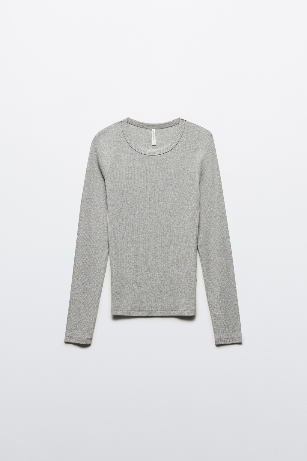Лонгслив базовый трикотажный в рубчик - цвет серый - 8