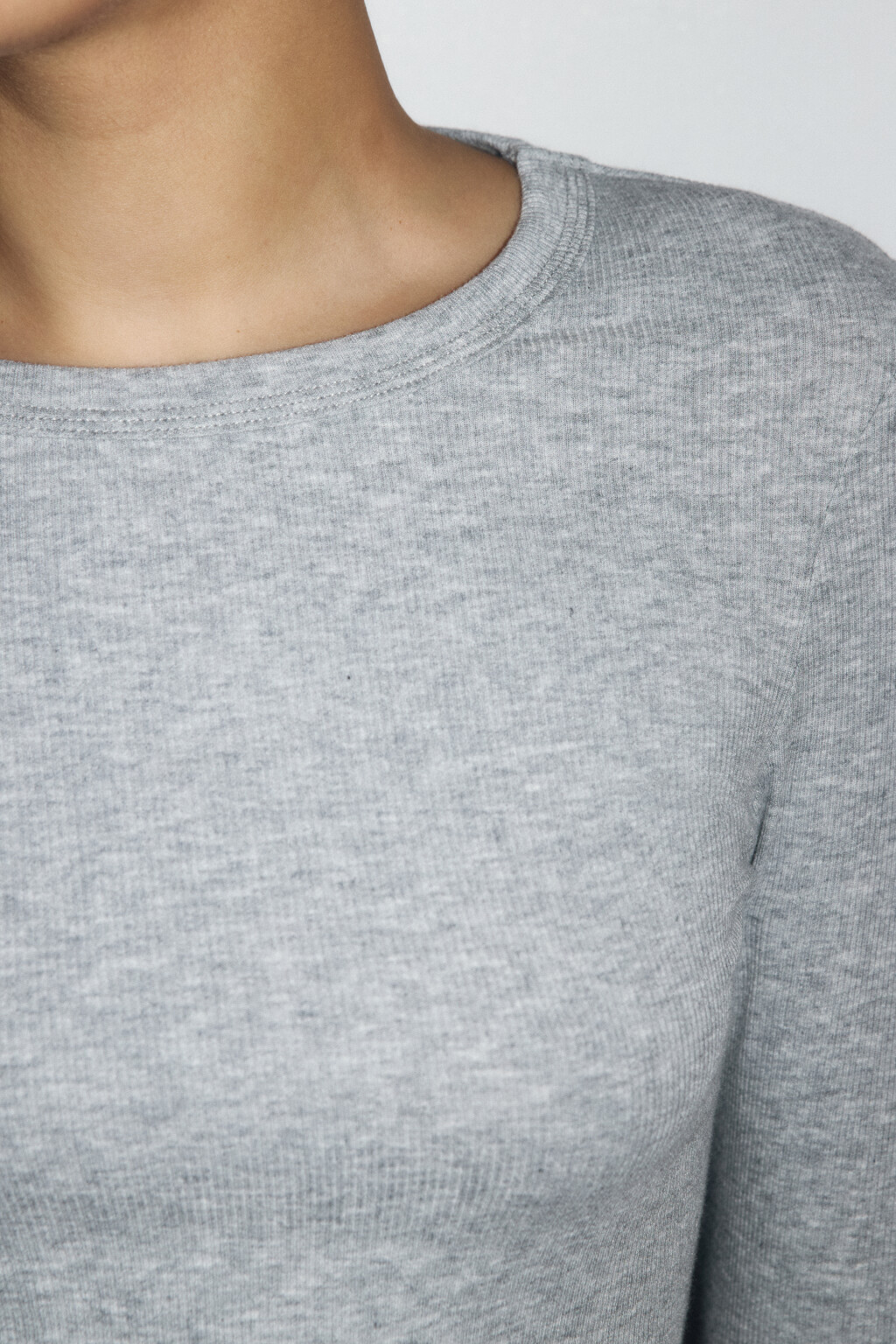 Лонгслив базовый трикотажный в рубчик - цвет серый - 6