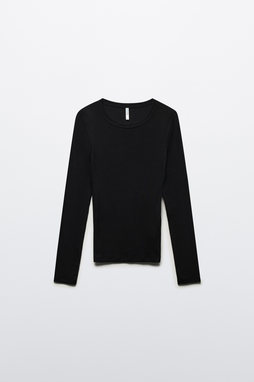 Лонгслив базовый трикотажный в рубчик - цвет черный - 8