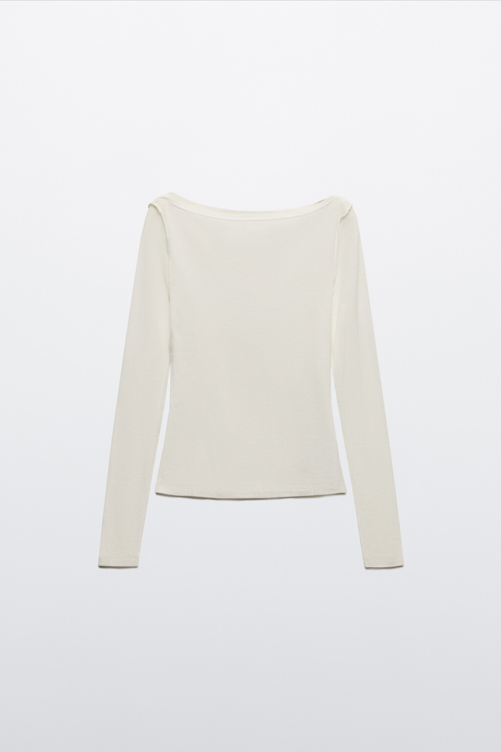Лонгслив хлопковый приталенный с вырезом-лодочкой - цвет белый - 7