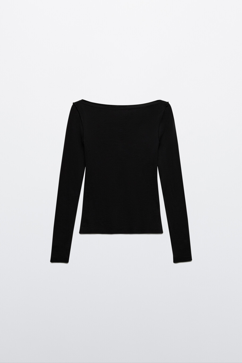 Лонгслив хлопковый приталенный с вырезом-лодочкой - цвет черный - 7