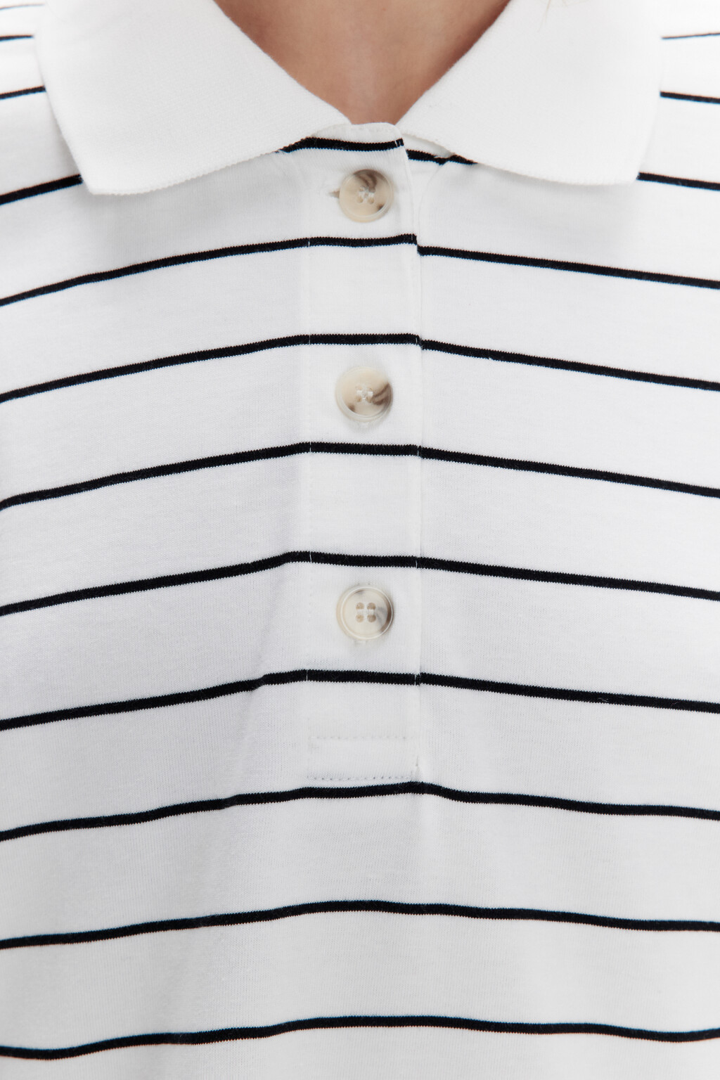 Лонгслив-поло свободный хлопковый в полоску - цвет черный - 5