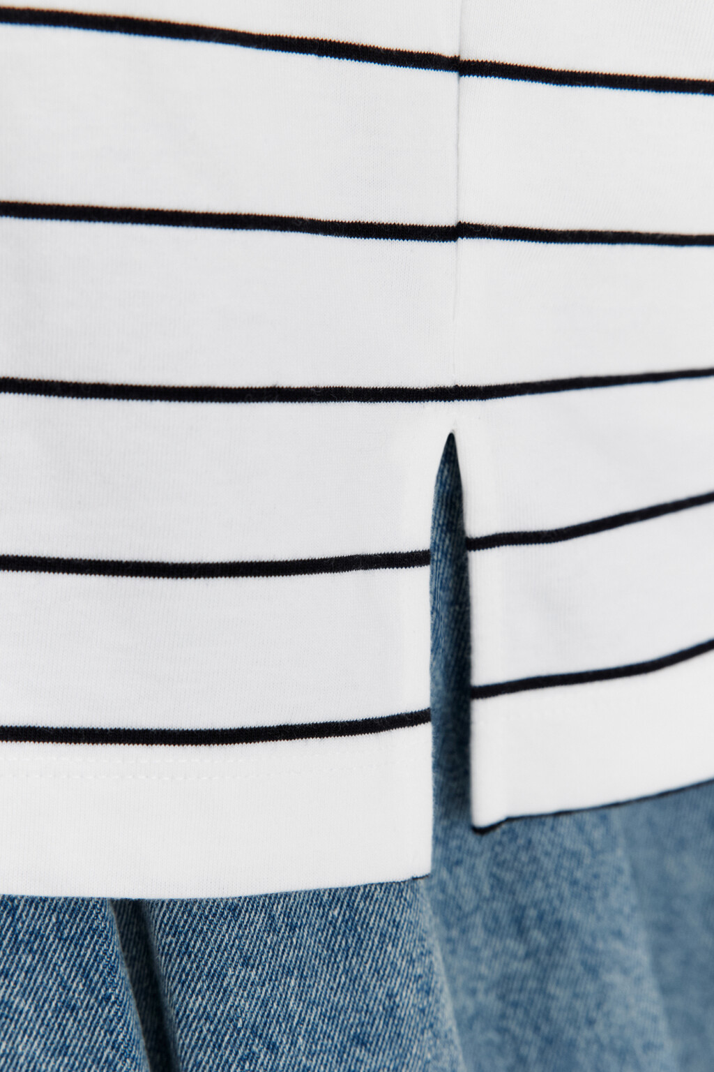 Лонгслив-поло свободный хлопковый в полоску - цвет черный - 6