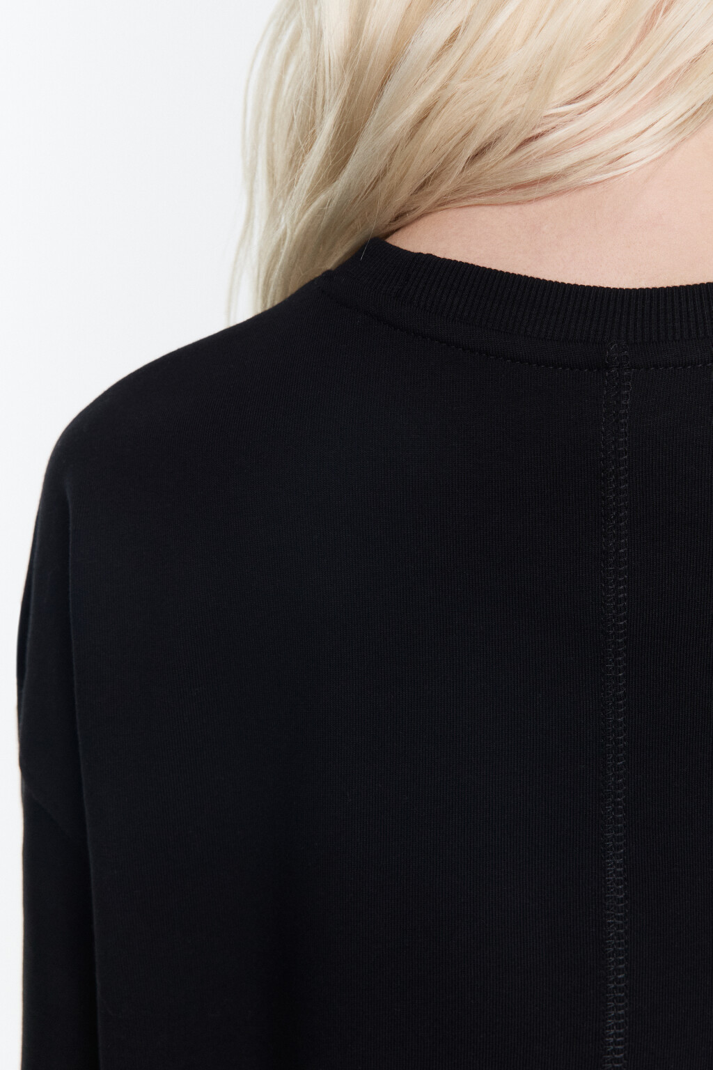 Лонгслив удлиненный трикотажный из хлопка - цвет черный - 7