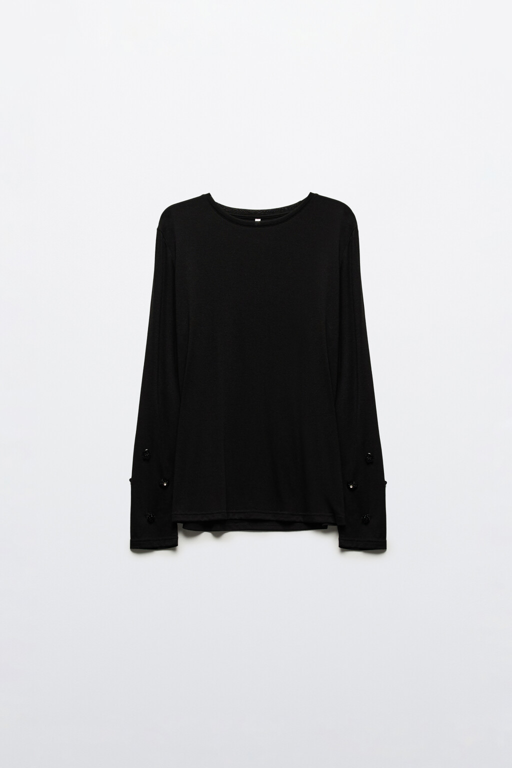 Лонгслив трикотажный с цветами из пайеток - цвет черный - 7