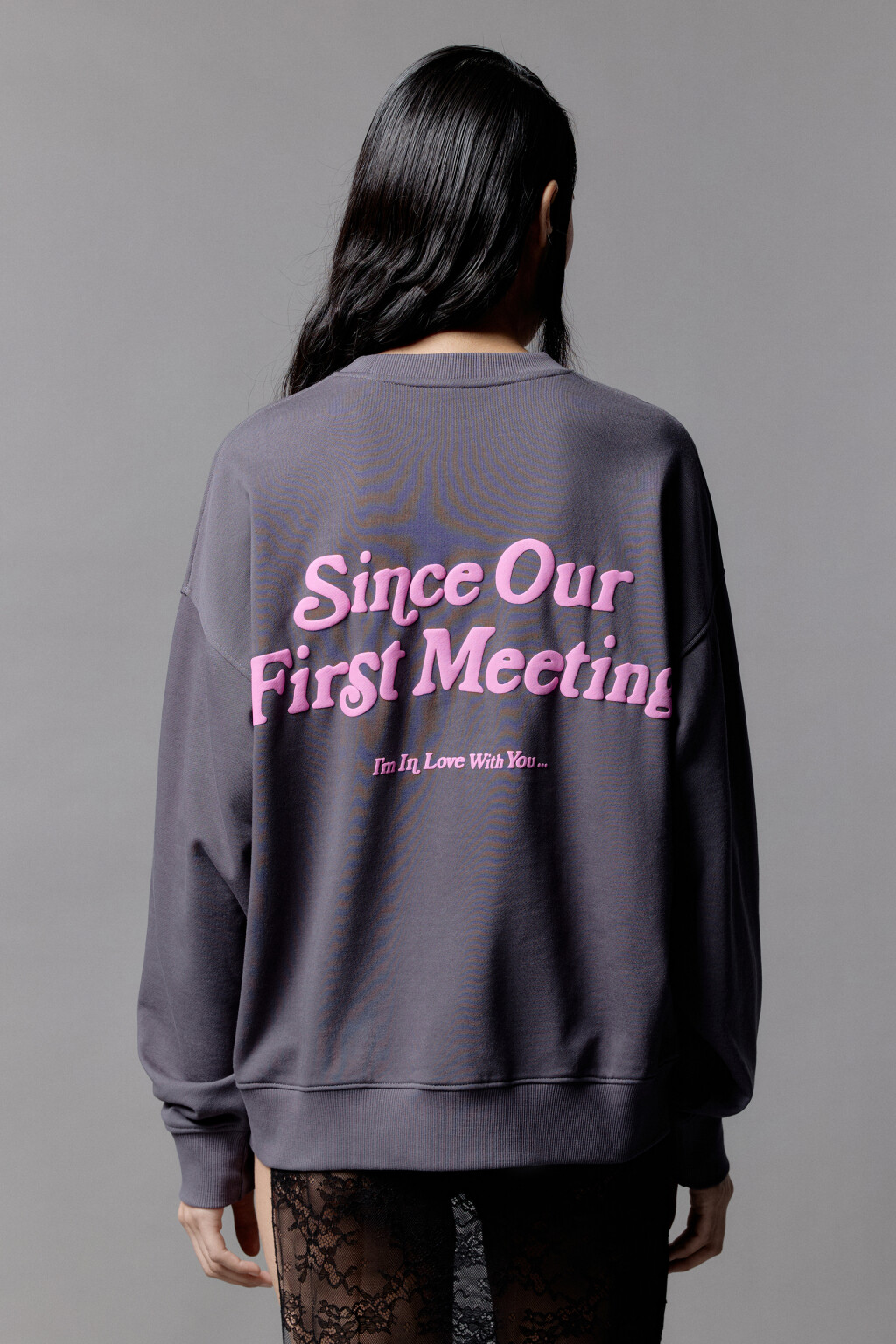 Свитшот из футера свободный с принтом - цвет серый - 5