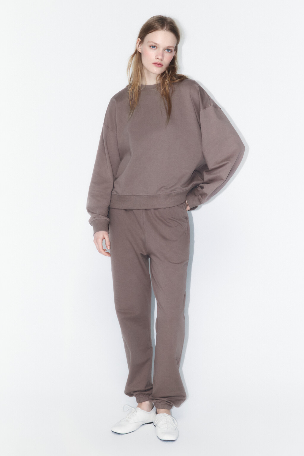 Свитшот базовый из хлопкового футера - цвет бежевый - 4