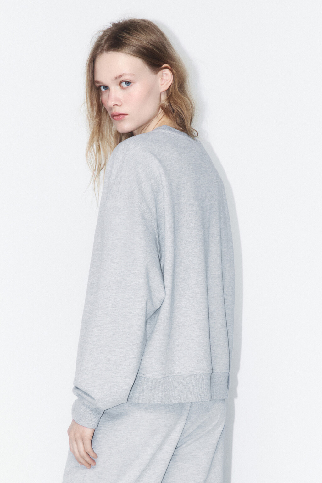 Свитшот базовый из хлопкового футера - цвет серый - 3