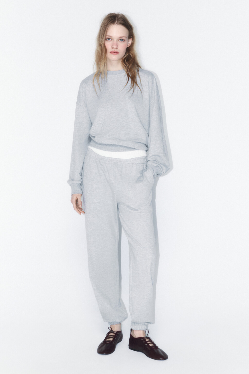 Свитшот базовый из хлопкового футера - цвет серый - 4