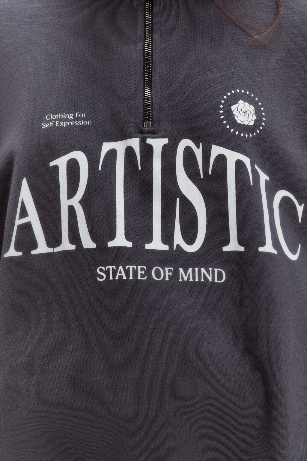 Толстовка half zip из футера с надписью - цвет серый - 9