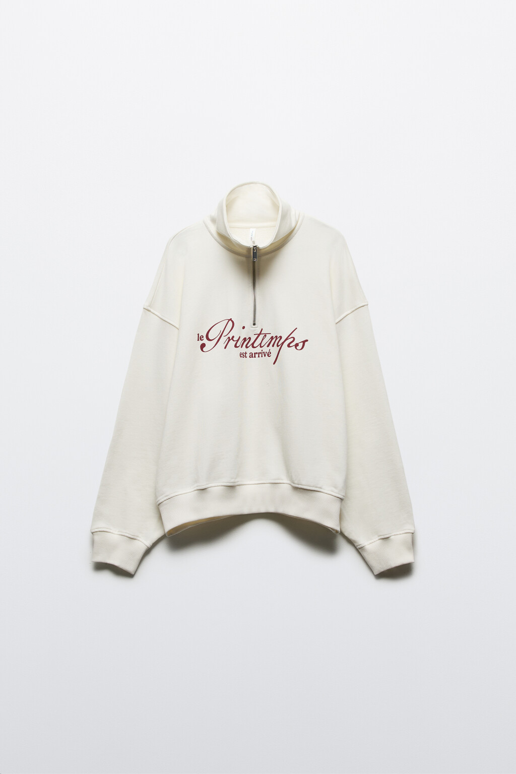 Толстовка half zip из футера с надписью - цвет белый - 10