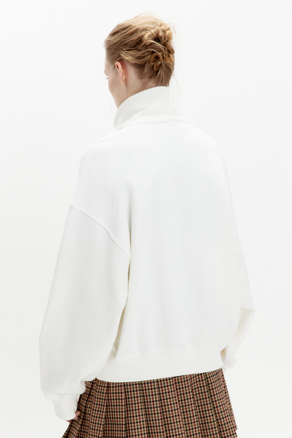 Толстовка half zip из футера с надписью - цвет белый - 3