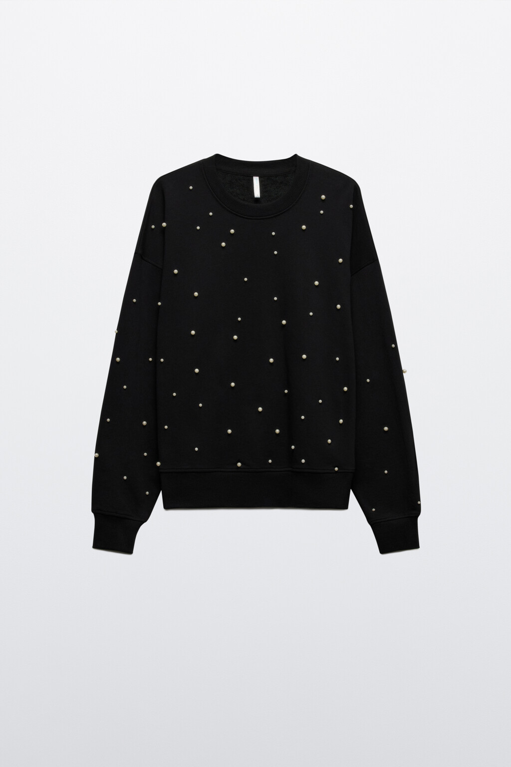 Свитшот из футера с жемчужными бусинами - цвет черный - 9