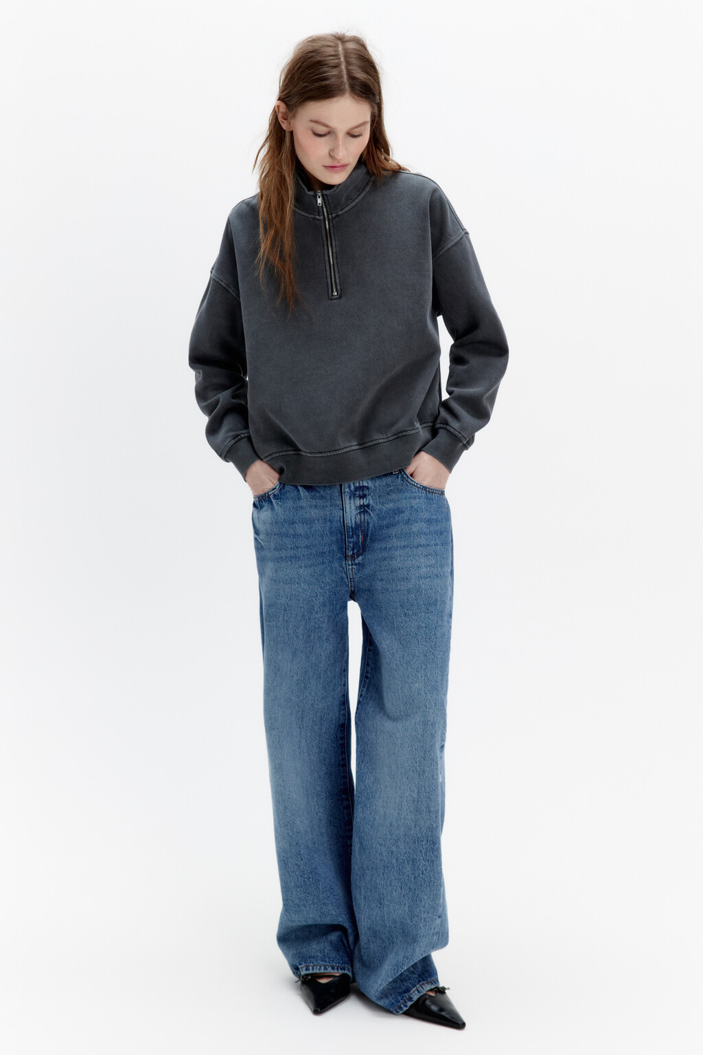 Толстовка half zip утепленная на флисе - цвет серый - 4