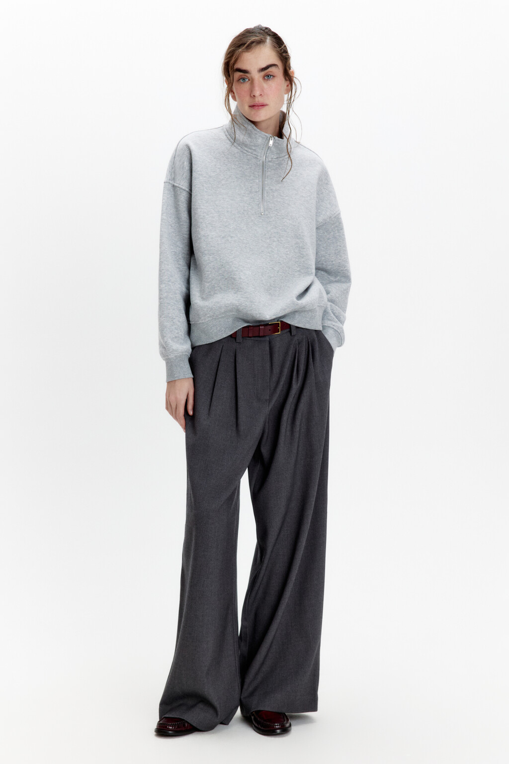 Толстовка half zip утепленная на флисе - цвет серый - 2