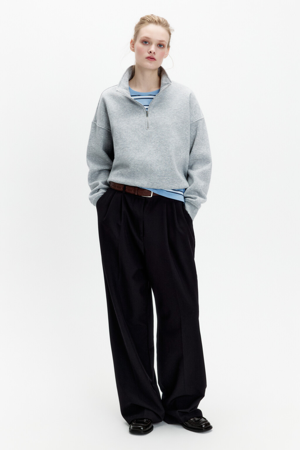 Толстовка half zip утепленная на флисе - цвет серый - 7