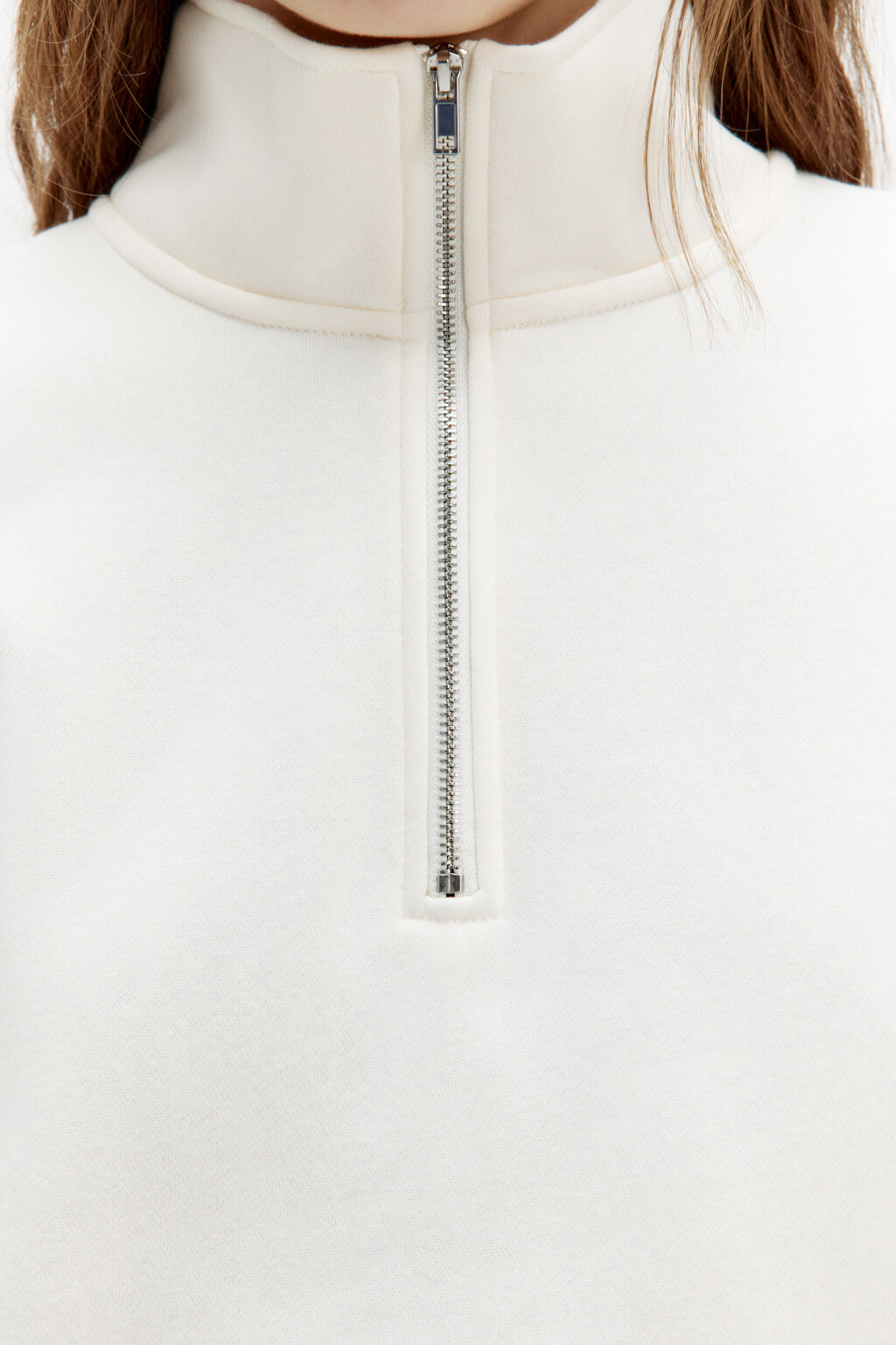 Толстовка half zip утепленная на флисе - цвет молочный - 5