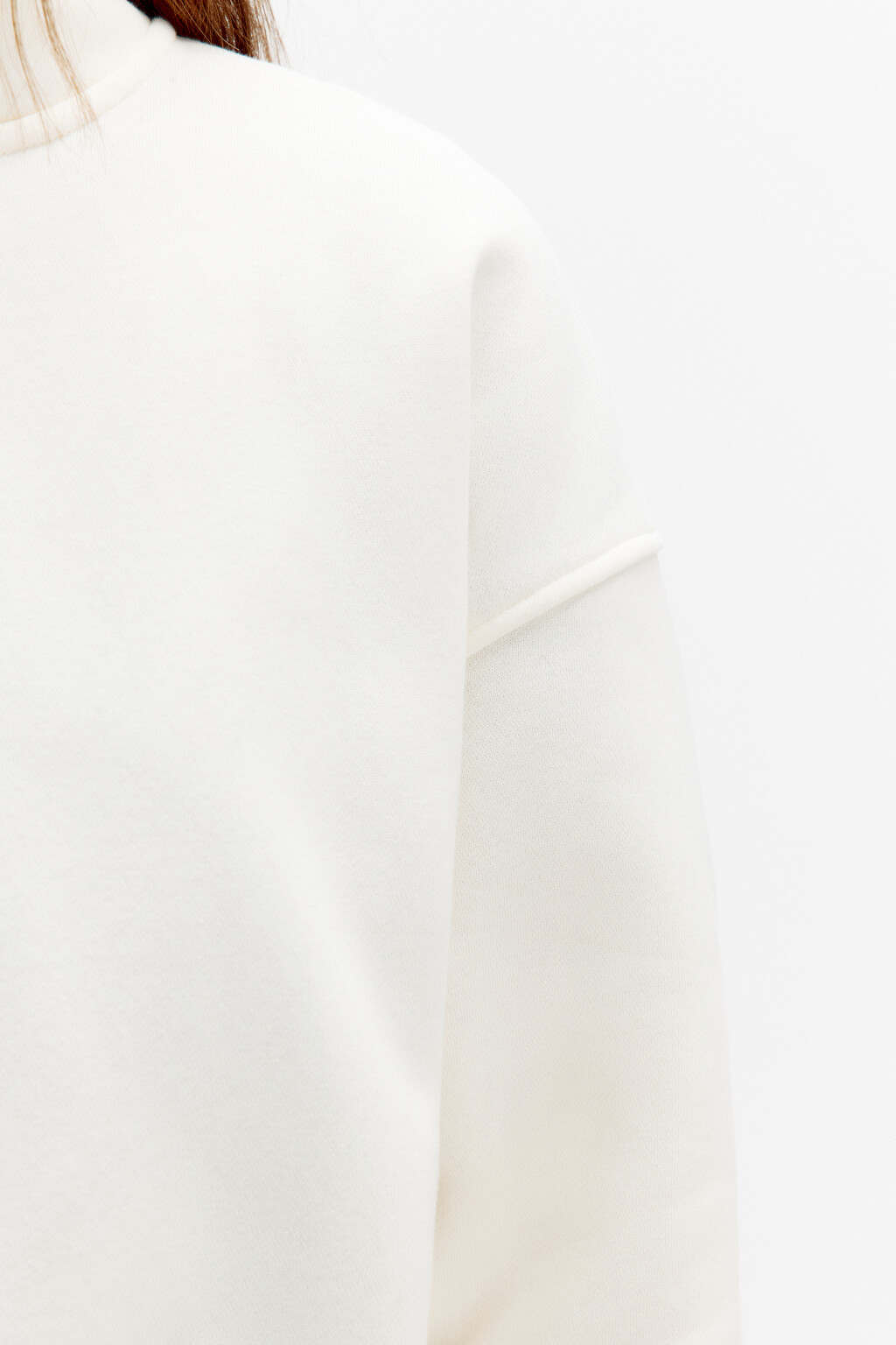 Толстовка half zip утепленная на флисе - цвет молочный - 6