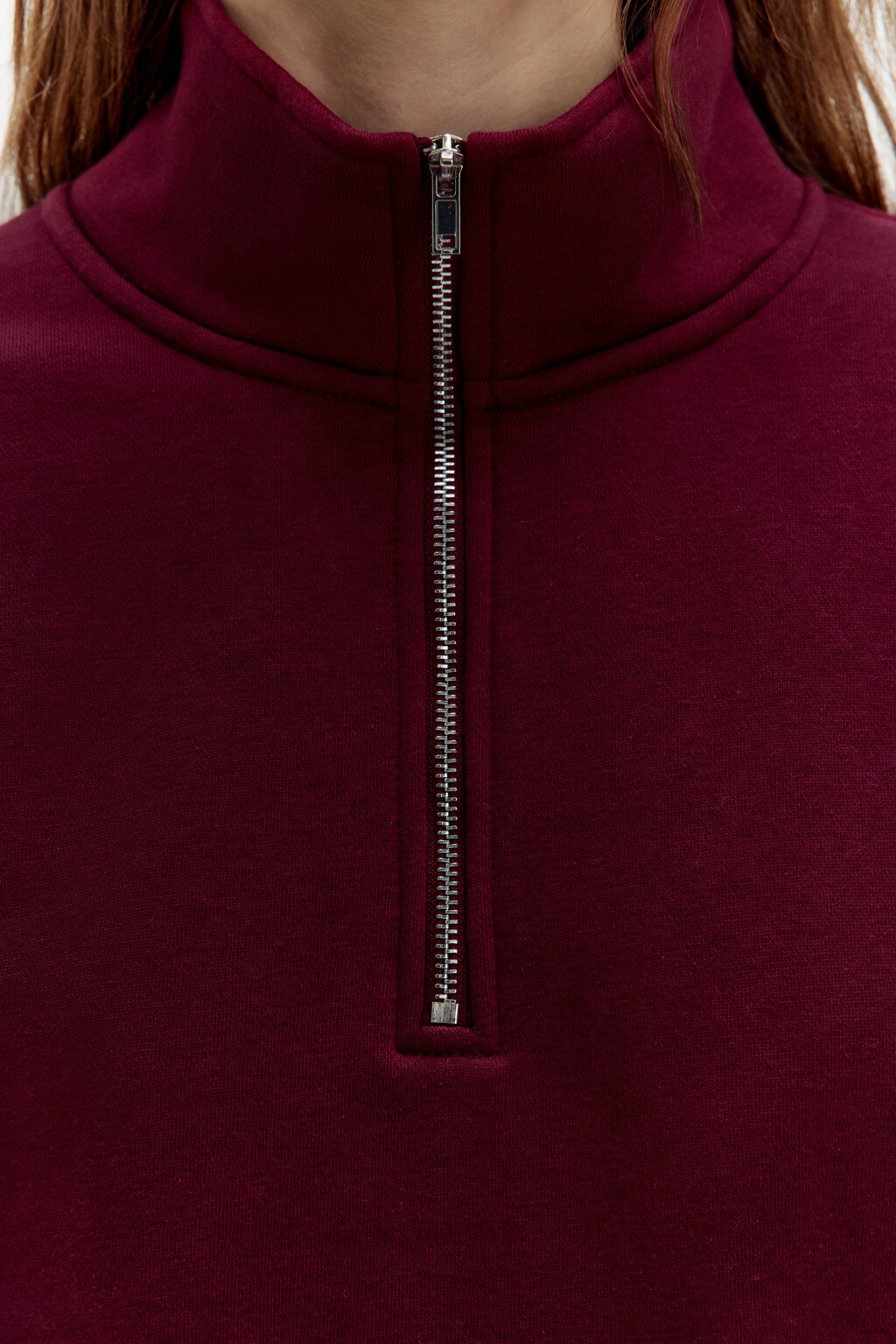 Толстовка half zip утепленная на флисе - цвет бордовый - 5
