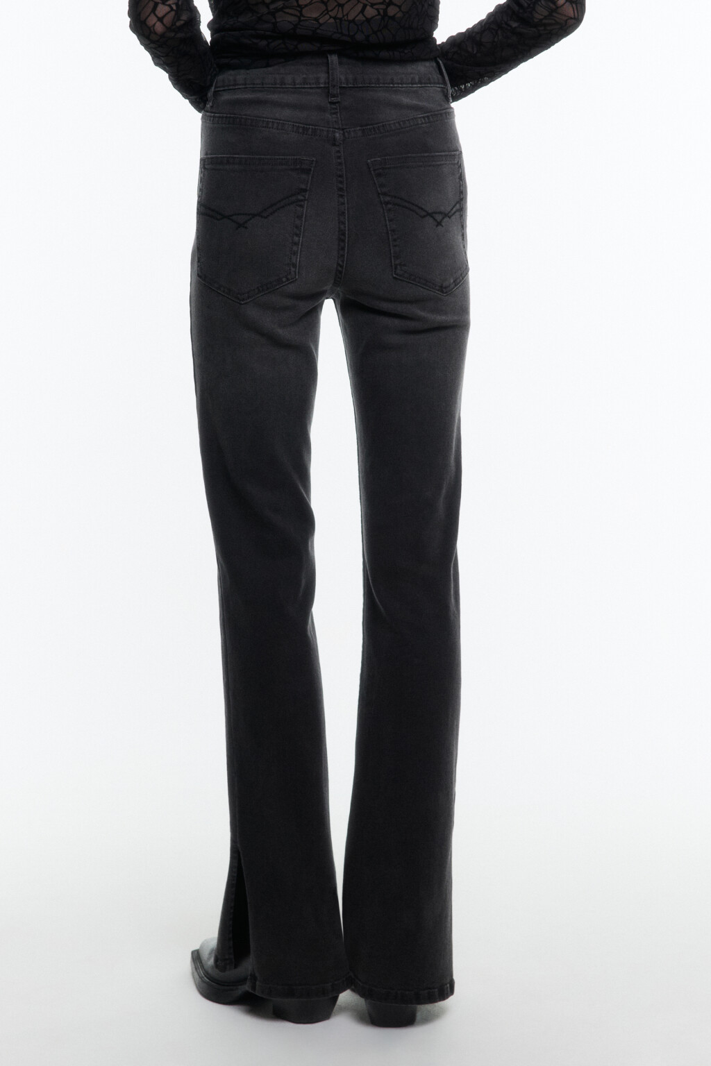 Джинсы flare расклешенные с разрезами - цвет серый - 4